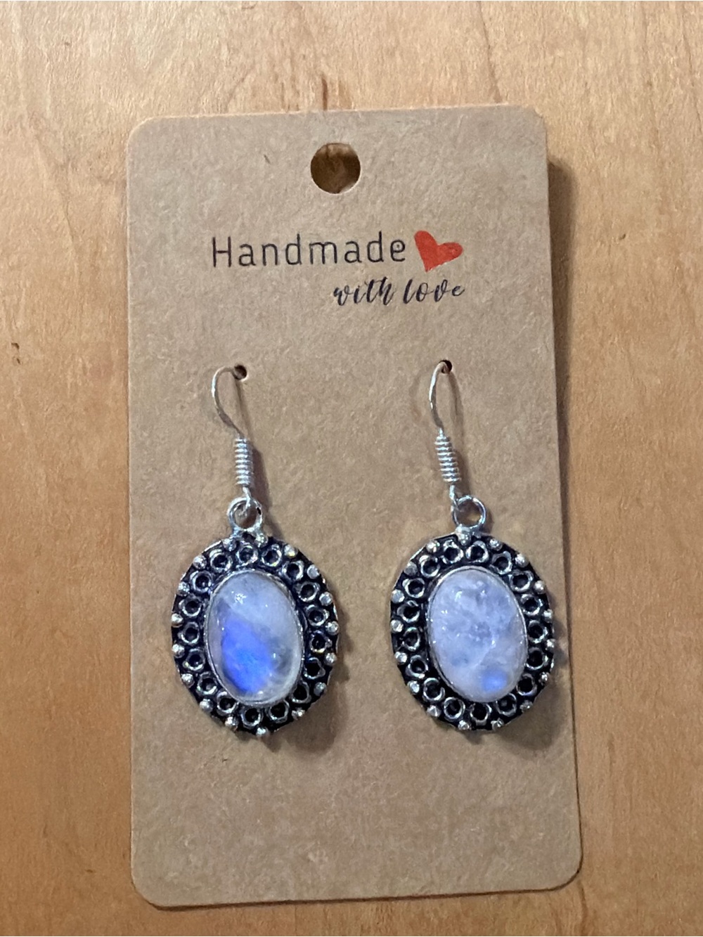 Outstanding Super Flashy Moonstone Oval Drop Earrings - 925 Plated/Stamped